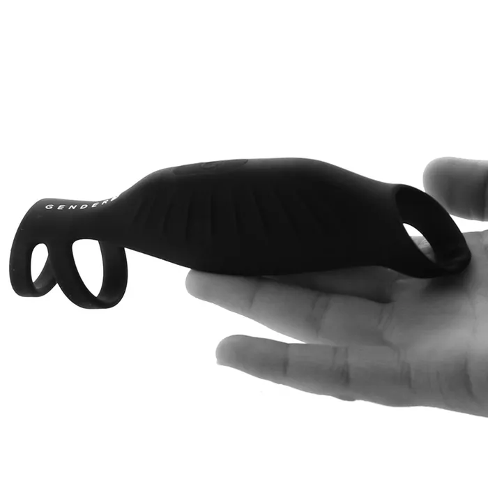 Nalpac Male Sex Toys Gender X Rocketeer Rechargeable TripleRing Vibrating Silicone Penis Sheath Black