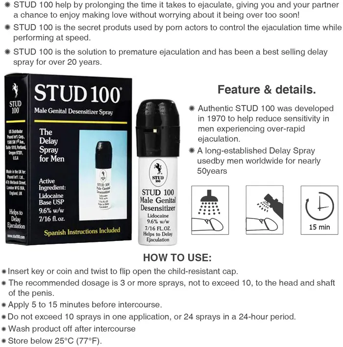 Female Sex Toys Stud 100 Stud 100 Desensitizing Spray for Men Helps to Delay Ejaculation 12g Spray Bottle Female Sex Toys Stud 100 Stud 100 Desensitizing Spray for Men Helps to Delay Ejaculation 12g Spray Bottle