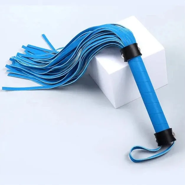 JOYGASMS Male Sex Toys JOYGASMS Faux Leather Whip Blue Flogger with Silver Studs