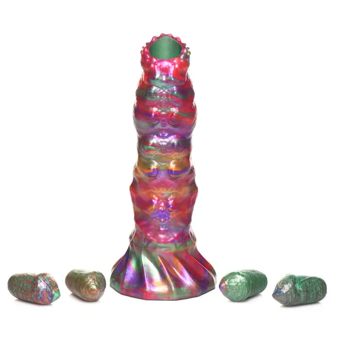 XR Brands Female Sex Toys Larva Silicone Ovipositor Creature Dildo With Eggs