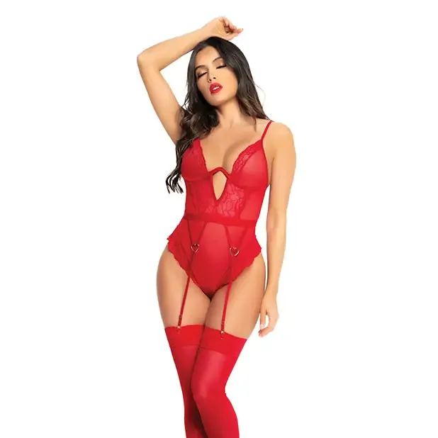 Heart Lace Underwire Bodysuit Red Mapale Anal Heart Lace Underwire Bodysuit Red Mapale Anal