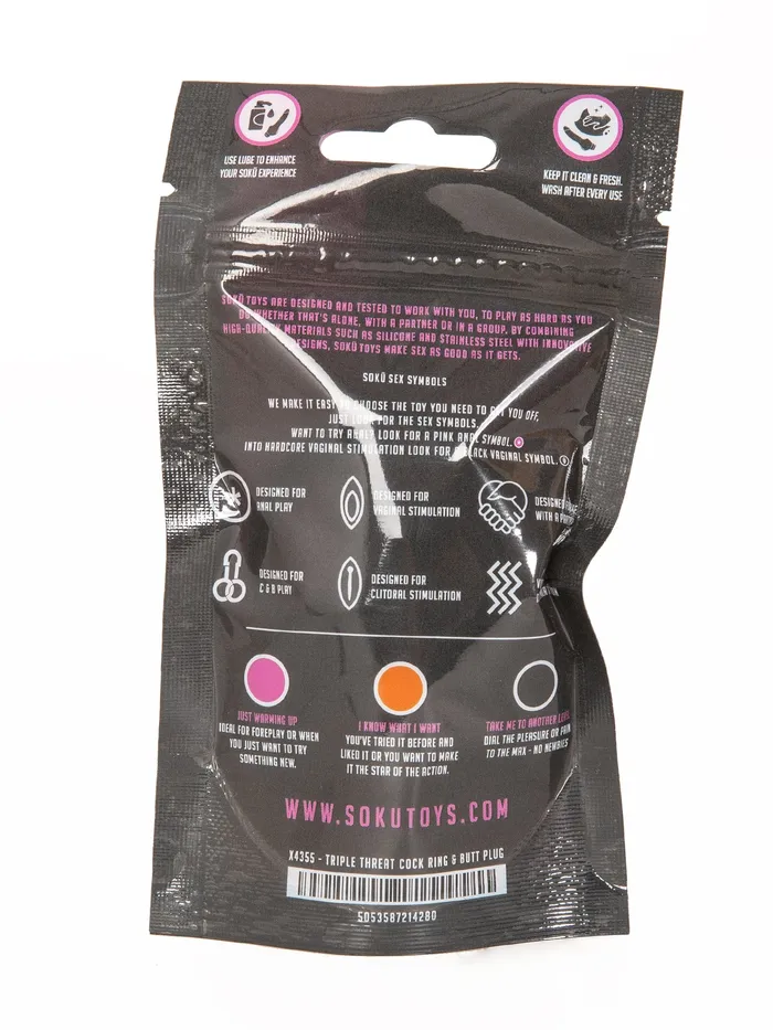 Soku Triple Threat Cock Ring Butt Plug HonourSkintwocom Male Sex Toys Soku Triple Threat Cock Ring Butt Plug HonourSkintwocom Male Sex Toys