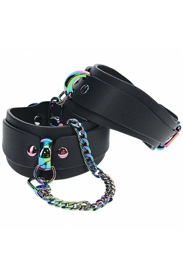 Ouch International Venice Collection Ankle Cuffs BlackIridescent Shots Toys Couples Ouch International Venice Collection Ankle Cuffs BlackIridescent Shots Toys Couples