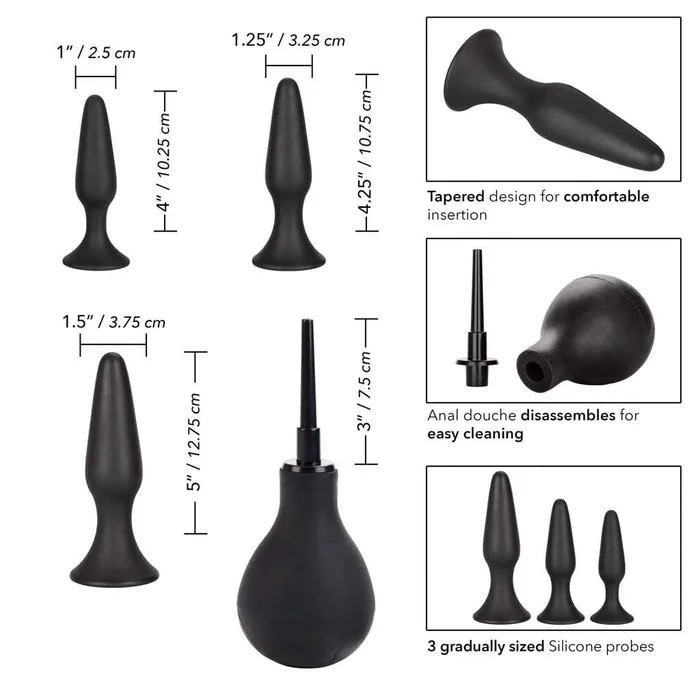 Anal California Exotics Ultimate Douche Plus Silicone Probes Anal Kit Black California Exotics