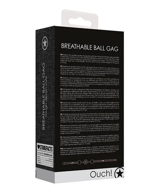Shots America LLC Dildos Shots Ouch Breathable Ball Gag Wdenim Straps