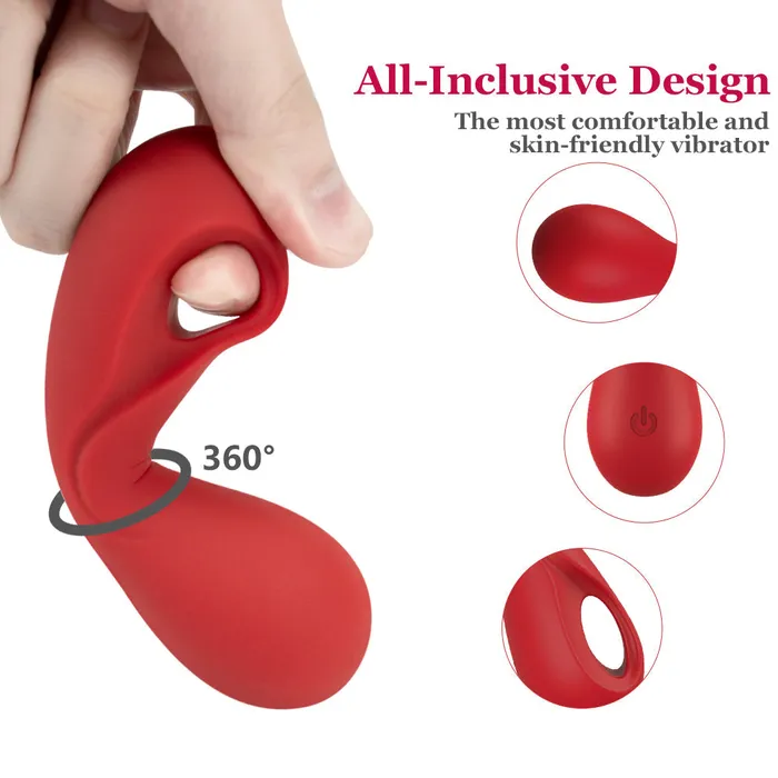 10 Powerful Vibrational Modes Finger Massager in Red Earlypeach Vibrators