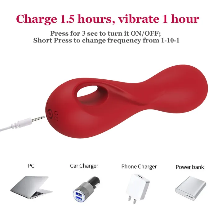 10 Powerful Vibrational Modes Finger Massager in Red Earlypeach Vibrators