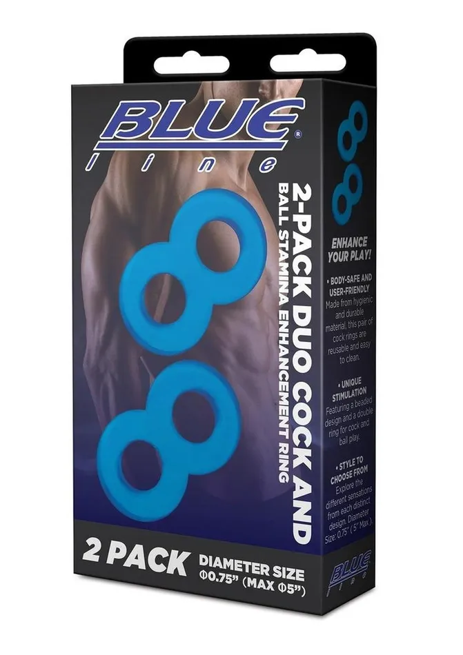 Blue Line Duo Cock and Ball Stamina Enhancement Ring Blue Line CandB Gear Male Sex Toys Blue Line Duo Cock and Ball Stamina Enhancement Ring Blue Line CandB Gear Male Sex Toys