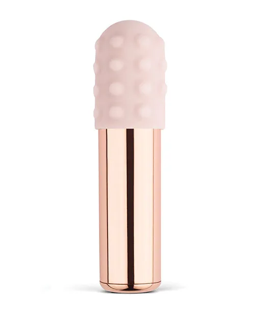Female Sex Toys Open Desires Le Wand Chrome Bullet Silicone Textured Ring Rose Gold