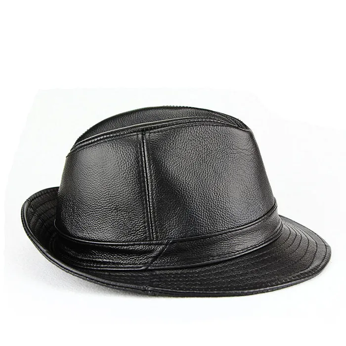 mysite Dildos Jazz Head layer of real cowhide leather gentleman bowler hat