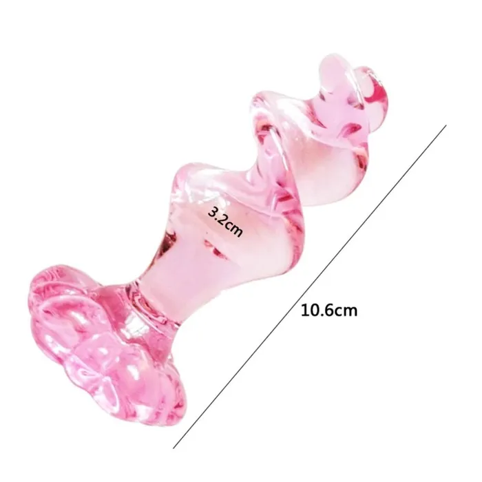 Pink Flower Anal Spiral Glass Toy Love Plugs Anal