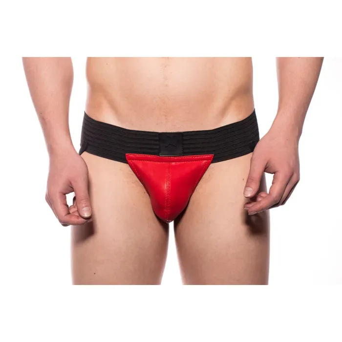 Prowler RED Restraints Prowler RED Leather Pouch Jock Strap Black Red