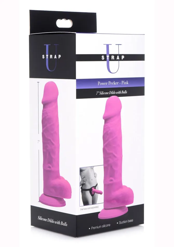 STRAP U Female Sex Toys Strap U Power Pecker Silicone 7in Dildo with Balls