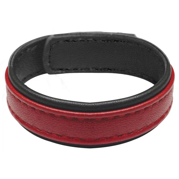 Male Sex Toys XR Brands Strict Leather and Velcro Cock Ring Red Male Sex Toys XR Brands Strict Leather and Velcro Cock Ring Red