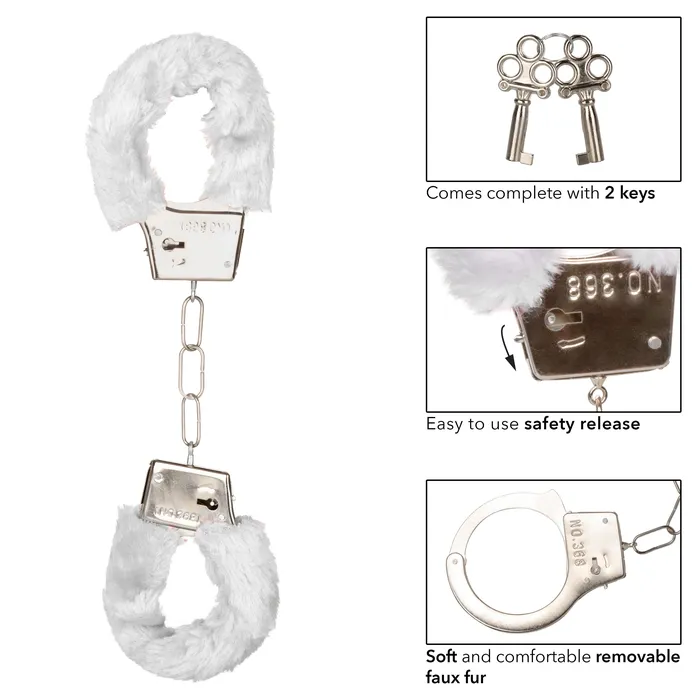 Playful Furry Cuffs White CalExotics Couples Playful Furry Cuffs White CalExotics Couples