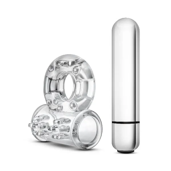 Stay Hard 10 Function Vibrating Mega Bull Ring Clear Blush Male Sex Toys