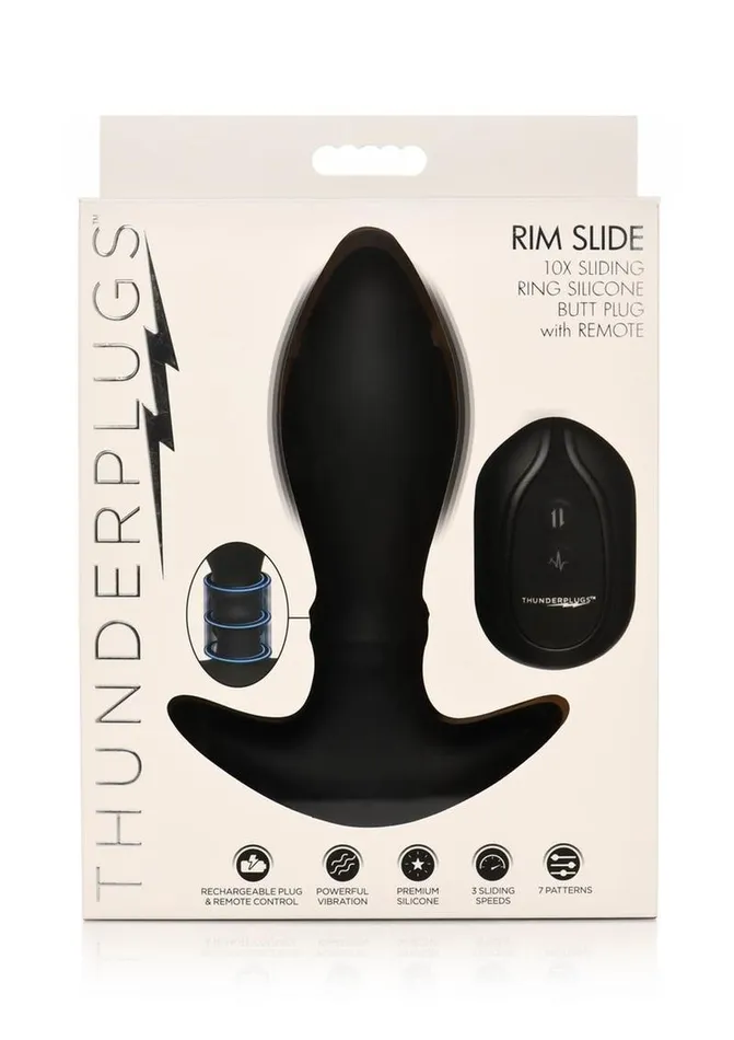 Thunder Plugs Male Sex Toys Thunder Plugs Rim Slide 7x Sliding Ring Silicone Rechargeable Butt Plug with Remote Control